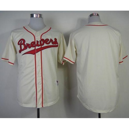 Brewers Blank Cream 1948 Turn Back The Clock Stitched MLB Jersey