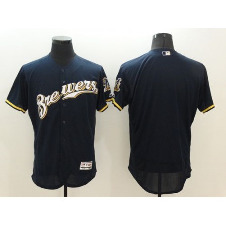 Brewers Blank Navy Blue Flexbase Authentic Collection Stitched MLB Jersey