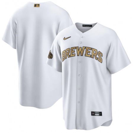 Men's Milwaukee Brewers Blank 2022 All-Star White Cool Base Stitched Baseball Jersey