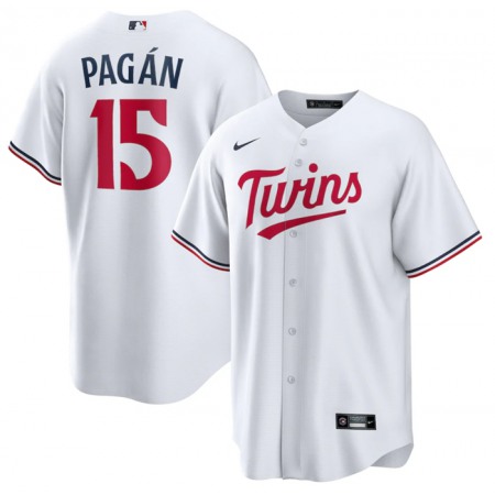 Men's Minnesota Twins #15 Emilio Pagan White Cool Base Stitched Jersey