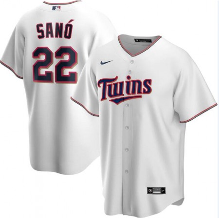 Men's Minnesota Twins #22 Miguel Sano White Cool Base Stitched Jersey