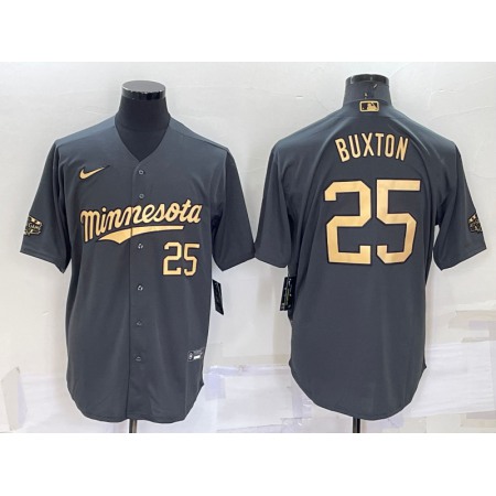 Men's Minnesota Twins #25 Byron Buxton 2022 All-Star Charcoal Cool Base Stitched Baseball Jersey