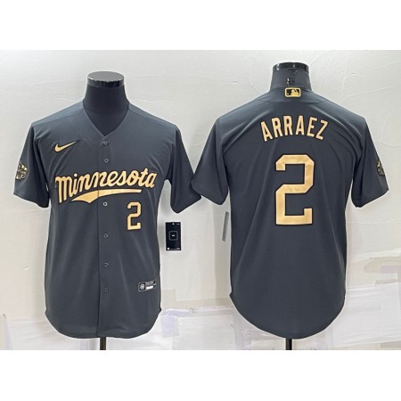 Men's Minnesota Twins #2 Luis Arraez 2022 All-Star Charcoal Cool Base Stitched Baseball Jersey