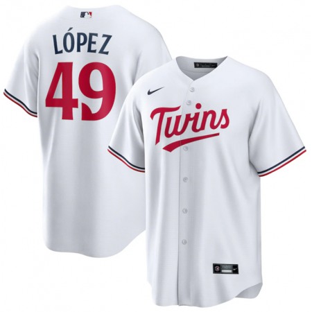 Men's Minnesota Twins #49 Pablo Lopez White Cool Base Stitched Jersey