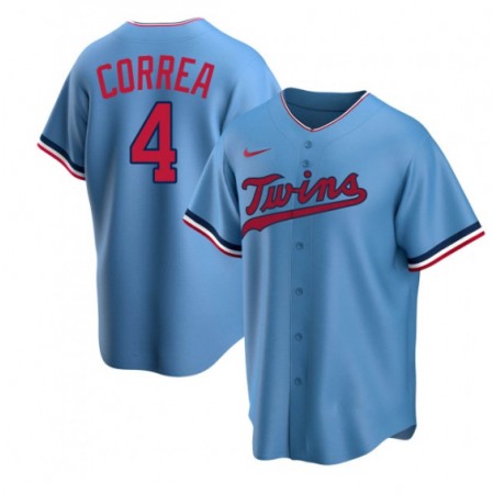 Men's Minnesota Twins #4 Carlos Correa Blue Cool Base Stitched Jersey