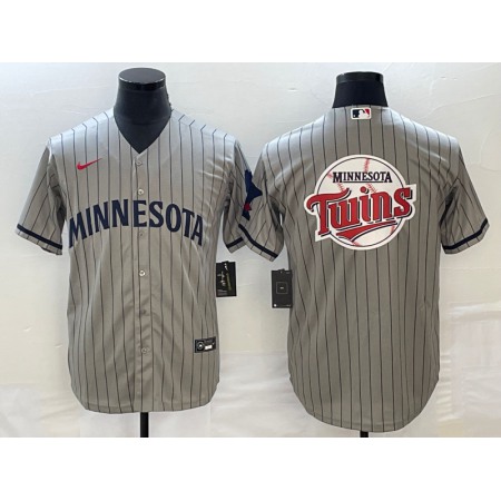 Men's Minnesota Twins Gray Team Big Logo Cool Base Stitched Jersey