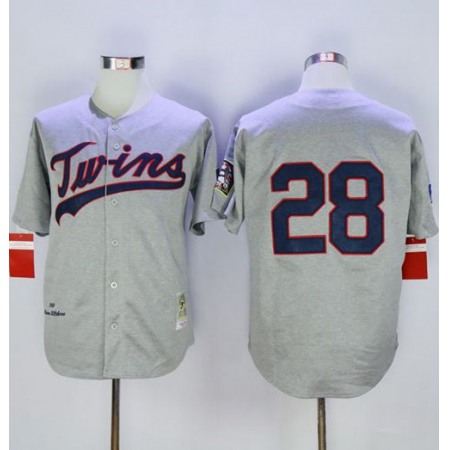Mitchell And Ness 1969 Twins #28 Bert Blyleven Grey Throwback Stitched MLB Jersey