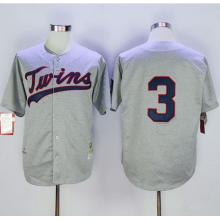 Mitchell And Ness 1969 Twins #3 Harmon Killebrew Grey Throwback Stitched MLB Jersey