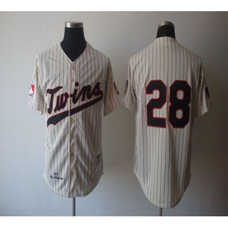 Mitchell And Ness 1970 Twins #28 Bert Blyleven Cream Stitched Throwback MLB Jersey