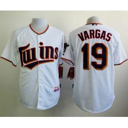 Twins #19 Kennys Vargas White Home Cool Base Stitched MLB Jersey