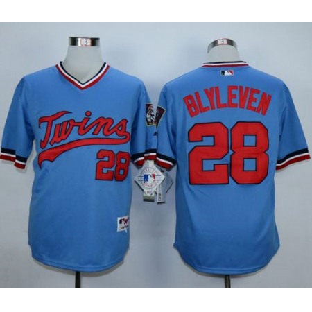 Twins #28 Bert Blyleven Light Blue 1984 Turn Back The Clock Stitched MLB Jersey