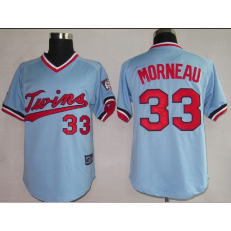 Twins #33 Justin Morneau Light Blue Cooperstown Throwback Stitched MLB Jersey