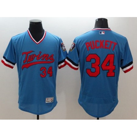 Twins #34 Kirby Puckett Light Blue Flexbase Authentic Collection Cooperstown Stitched MLB Jersey