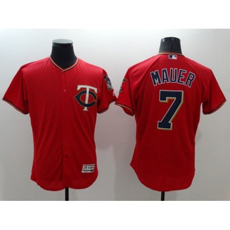Twins #7 Joe Mauer Red Flexbase Authentic Collection Stitched MLB Jersey