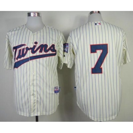 Twins #7 Joe Mauer Stitched Cream MLB Jersey
