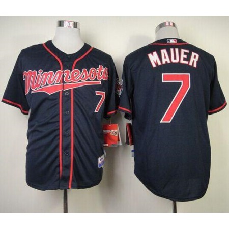 Twins #7 Joe Mauer Stitched Navy Blue Cool Base MLB Jersey