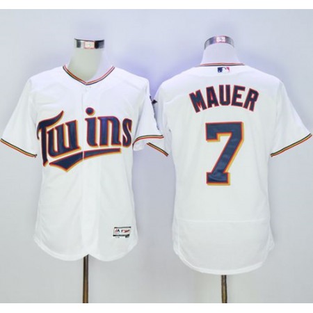 Twins #7 Joe Mauer White Flexbase Authentic Collection Stitched MLB Jersey