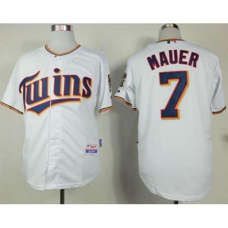 Twins #7 Joe Mauer White Home Cool Base Stitched MLB Jersey