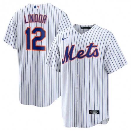 Men's New York Mets #12 Francisco Lindor White Cool Base Stitched Jersey
