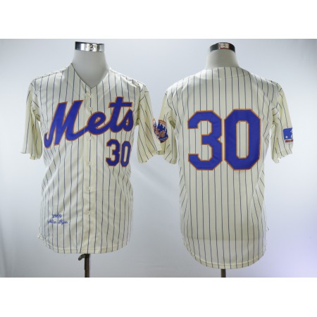 Men's New York Mets #30 Nolan Ryan Cream 1969 Throwback Stitched MLB Jersey