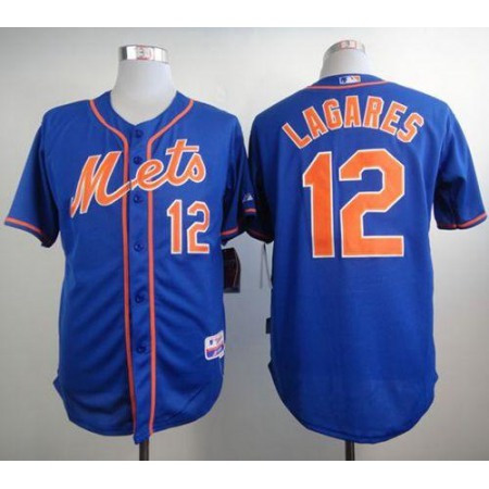 Mets #12 Juan Lagares Blue Alternate Home Cool Base Stitched MLB Jersey