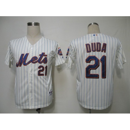 Mets #21 Lucas Duda Cream Blue Strip Alternate Cool Base Stitched MLB Jersey