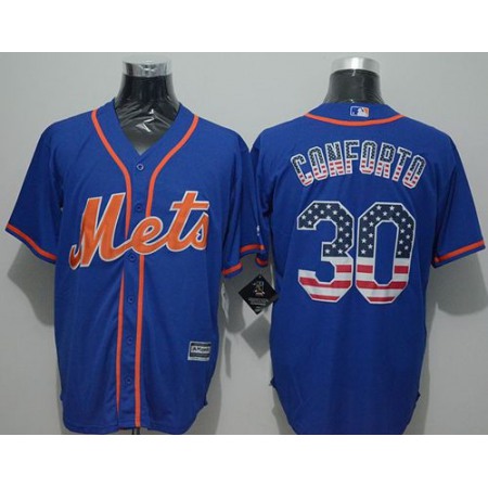 Mets #30 Michael Conforto Blue USA Flag Fashion Stitched MLB Jersey