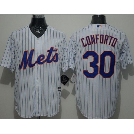 Mets #30 Michael Conforto White(Blue Strip) New Cool Base Stitched MLB Jersey