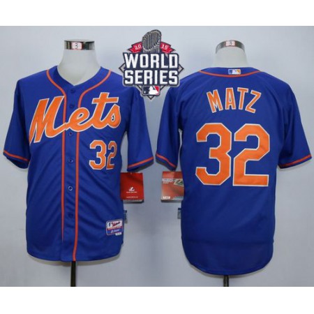 Mets #32 Steven Matz Blue Alternate Home Cool Base W/2015 World Series Patch Stitched MLB Jersey