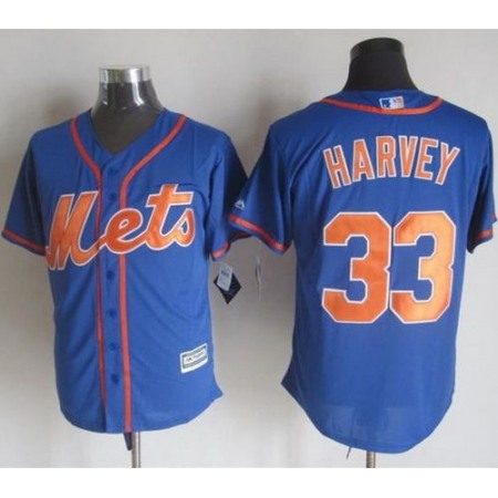 Mets #33 Matt Harvey Blue Alternate Home New Cool Base Stitched MLB Jersey