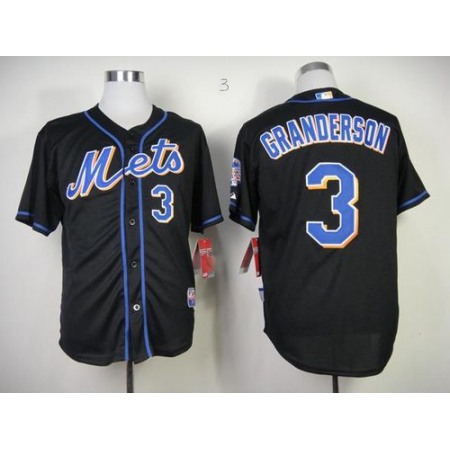 Mets #3 Curtis Granderson Black Cool Base Stitched MLB Jersey
