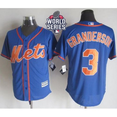 Mets #3 Curtis Granderson Blue Alternate Home New Cool Base W/2015 World Series Patch Stitched MLB Jersey