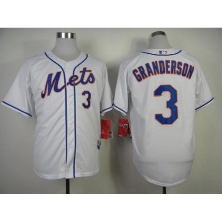 Mets #3 Curtis Granderson White Alternate Cool Base Stitched MLB Jersey