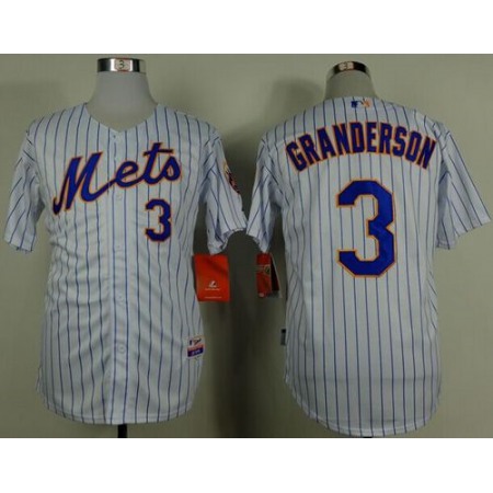 Mets #3 Curtis Granderson White(Blue Strip) Home Cool Base Stitched MLB Jersey