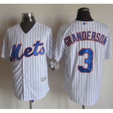 Mets #3 Curtis Granderson White(Blue Strip) New Cool Base Stitched MLB Jersey