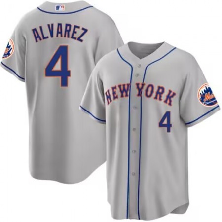 Men's New York Mets #4 Francisco ?lvarez Gray Cool Base Stitched Baseball Jersey