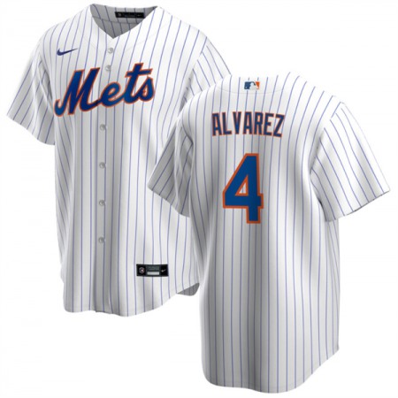 Men's New York Mets #4 Francisco ?lvarez White Cool Base Stitched Baseball Jersey