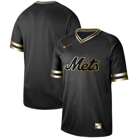 Men's New York Mets Black Gold Stitched MLB Jersey