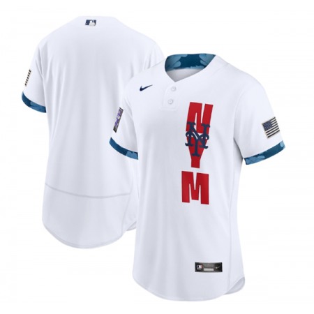 Men's New York Mets Blank 2021 White All-Star Flex Base Stitched MLB Jersey