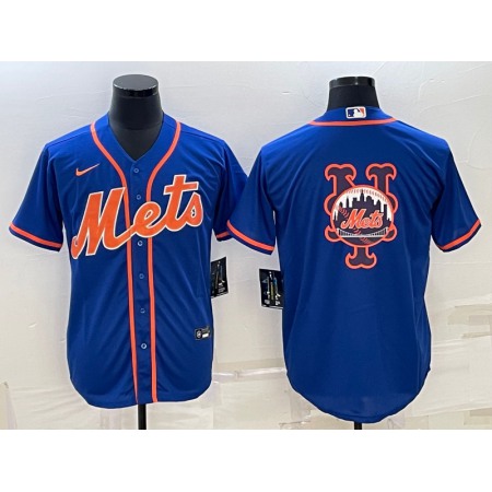 Men's New York Mets Royal Team Big Logo Cool Base Stitched Baseball Jersey
