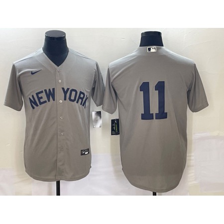 Men's New York Yankees #11 Anthony Volpe Gray Cool Base Stitched Baseball Jersey