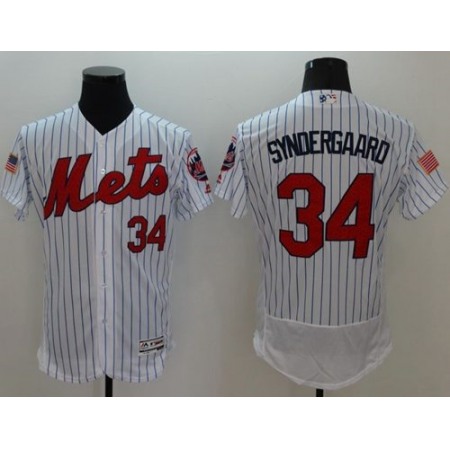 Mets #34 Noah Syndergaard White(Blue Strip) Fashion Stars & Stripes Flexbase Authentic Stitched MLB Jersey