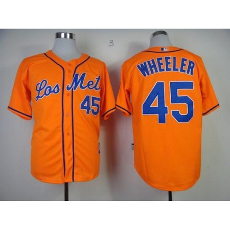 Mets #45 Zack Wheeler Orange Los Mets Cool Base Stitched MLB Jersey