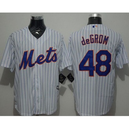 Mets #48 Jacob DeGrom White(Blue Strip) New Cool Base Stitched MLB Jersey