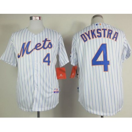 Mets #4 Lenny Dykstra White(Blue Strip) Home Cool Base Stitched MLB Jersey