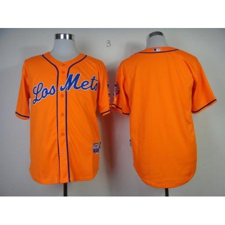 Mets Blank Orange Los Mets Cool Base Stitched MLB Jersey