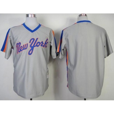Mitchell And Ness Mets Blank Grey Throwback Stitched MLB Jersey