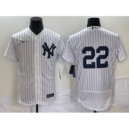 Men's New York Yankees #22 Harrison Bader White Flex Base Stitched Baseball Jersey