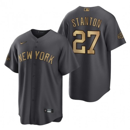 Men's New York Yankees #27 Giancarlo Stanton 2022 All-Star Charcoal Cool Base Stitched Baseball Jersey