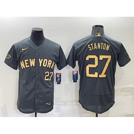 Men's New York Yankees #27 Giancarlo Stanton 2022 All-Star Charcoal Flex Base Stitched Baseball Jersey